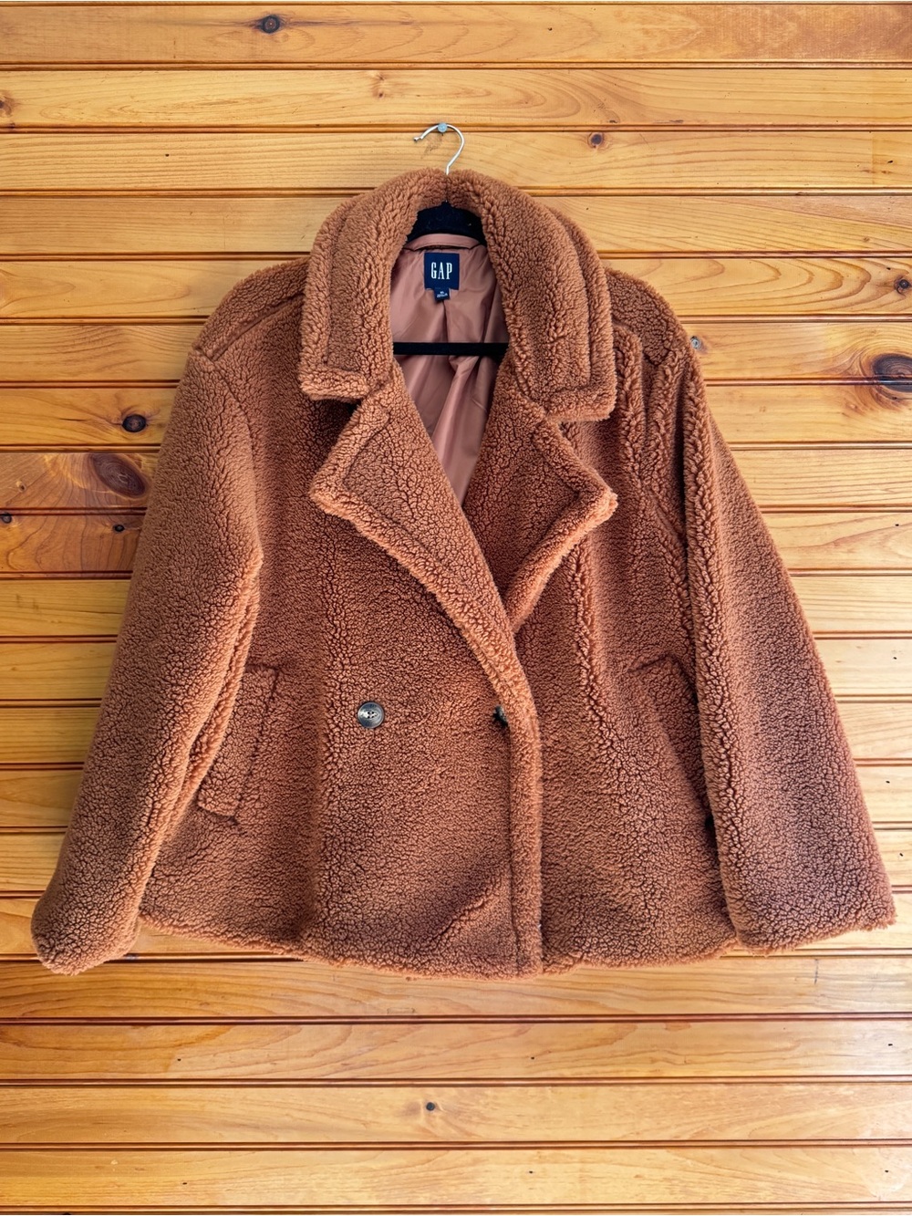 Gap Teddy Sherpa Coat XL Chocolate Brown Plush 90s Y2K Retro Winter Jacket